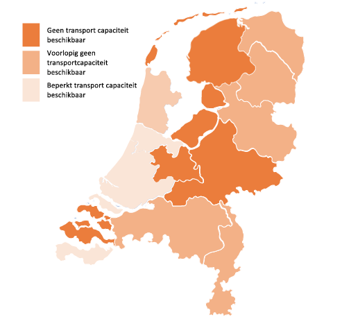 Congestión de la red Países Bajos (mapa decreciente)